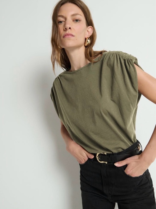 Nation LTD Tops - Nation LA, Anthropologie Rebecca Olive Ruched Sleeve Boat Neck Tank Top